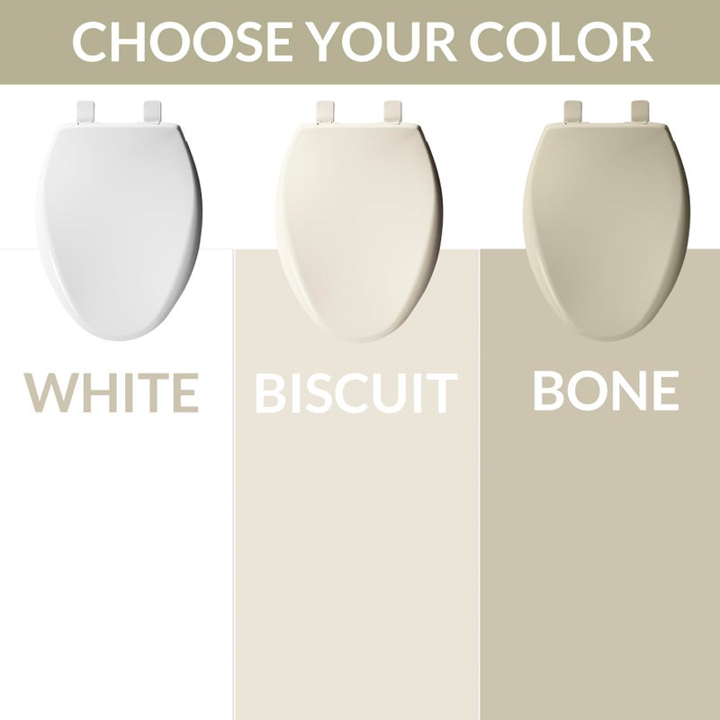 Mayfair Aurora Slow Close Toilet Seat, Easy Clean Hinges and Adjustable Perfect Fit Plastic Seat, Made in USA, Elongated, Bone - Image 3